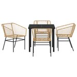 vidaXL Set de salle à manger de jardin 5 pièces en poly rattan marron