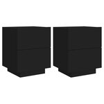 vidaXL Armoires de chevet et lumières LED 2 Pièces noir bois d'ingénierie