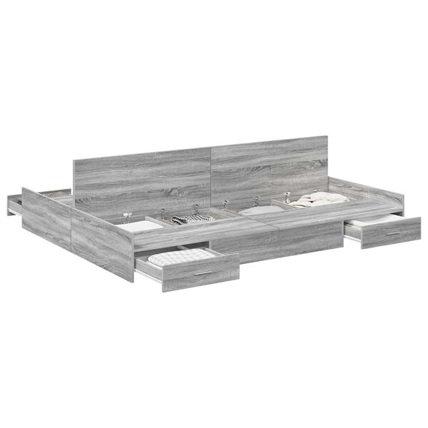 vidaXL Cadre de lit avec rangement Gris Sonoma 160 x 200 cm