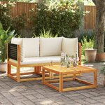 vidaXL Canapés d'angle de jardin et coussins 2Pièces bois massif d'acacia