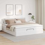 VidaXL Cadre de lit ottoman avec matelas blanc 200x200 cm similicuir