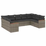 vidaXL Salon de jardin 9 Pièces avec coussins gris résine tressée