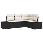 vidaXL Ensemble de canapé de jardin 4 Pièces Noir Poly rotin