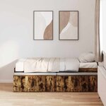 vidaXL Cadre de lit avec rangement Chêne fumé 100 x 200 cm