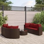 vidaXL Salon de jardin avec coussins 7 Pièces marron résine tressée