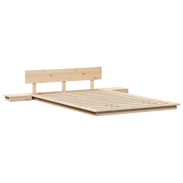 vidaXL Cadre de lit plateforme avec tables de chevet 120x200cm en bois massif