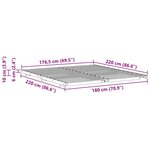 vidaXL Cadre de lit surélevé Marron 180 x 220 cm Bois massif en pin