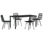 vidaXL Ensemble de Salle à Manger de Jardin 5 Pièces Noir Poly Rattan