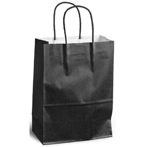 Sac à poignées torsadées kraft 90g taille xs 24x8x18cm noir mailmedia
