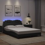 vidaXL Cadre de lit avec LED sans matelas gris 140x190 cm