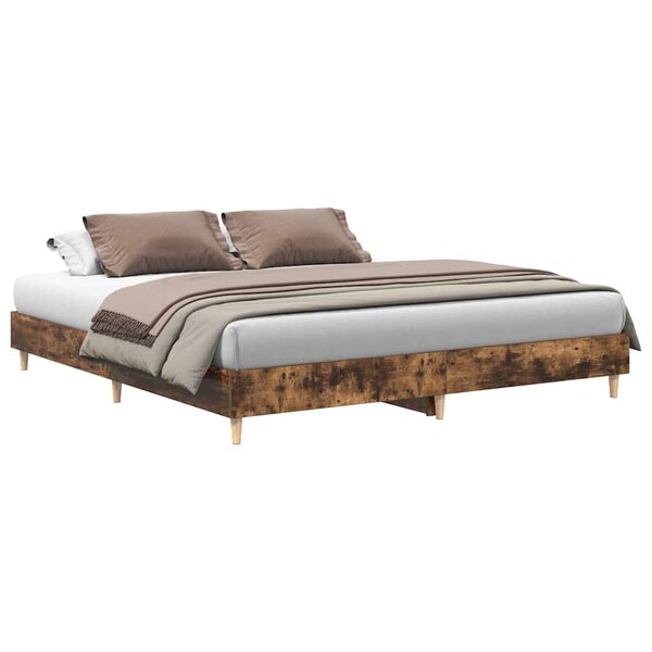 vidaXL Cadre de lit sans matelas chêne fumé 160x200 cm bois ingénierie