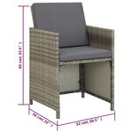 vidaXL Ensemble à manger d’extérieur 11Pièces et coussins poly rotin Gris