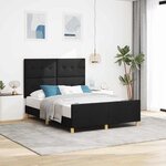 vidaXL Cadre de lit avec tête de lit Noir 140 x 200 cm tissu