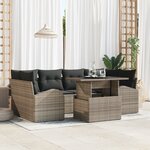 vidaXL Ensemble de canapé de jardin 7 pièces avec coussins Gris Rattan poly