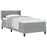vidaXL Lit à ressorts avec tête de lit Gris clair 200 x 90 cm tissu