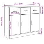 vidaXL Buffet vieux bois 91x28x75 cm bois d'ingénierie