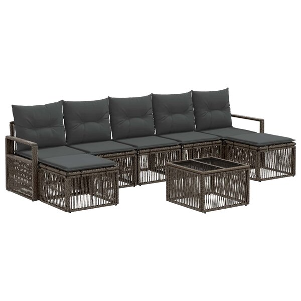 vidaXL Ensemble de canapé de jardin 8 Pièces Gris polyrotin