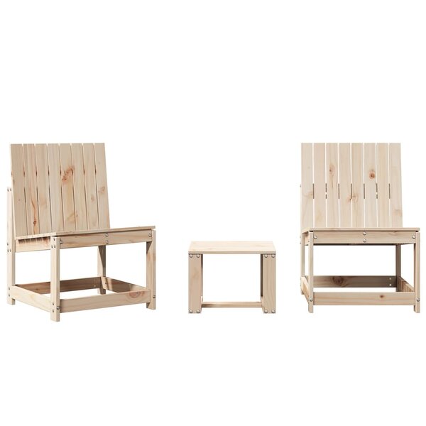vidaXL Salon de jardin 3 Pièces bois massif de pin