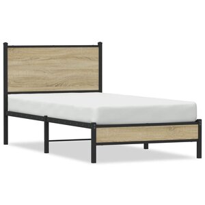 vidaXL Cadre de lit en métal sans matelas chêne sonoma 75x190 cm