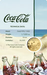 Monnaie COCA COLA Vintage Refreshment 1/1000 Oz Medaille Or (PRÉCOMMANDE)