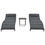 vidaXL Salon de jardin pliable 3 Pièces Résine tressée Gris