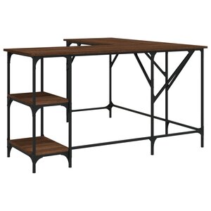 Bureau table poste de travail meuble d'ordinateur informatique étude chêne 139 x 139 x 75 cm bois d'ingénierie brun 02_0023610