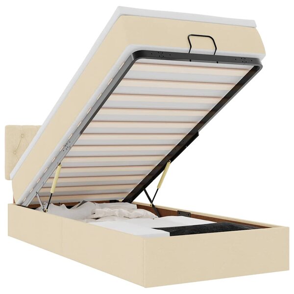 vidaXL Lit ottoman avec matelas crème 100x200 cm tissu