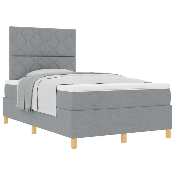vidaXL Lit à ressorts avec matelas Gris clair 120 x 190 cm tissu
