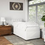 vidaXL Sommier à lattes de lit avec matelas Blanc 100x200cm Similicuir