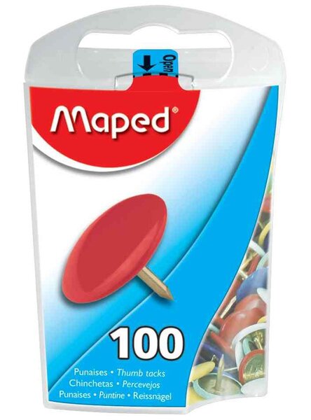 Boîte 100 Punaises Diam 10 mm Recouvertes de plastique Assorties MAPED