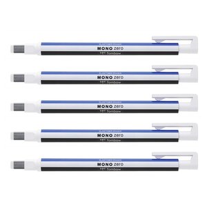 Stylo Gomme MONO zero classique pointe rectangulaire 2 5 x 5mm blanc/bleu/noir x 5 TOMBOW