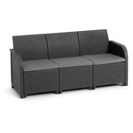 ALLIBERT by KETER - Salon de jardin SanRemo 5 places et table basse - imitation rotin tressé - gris graphite