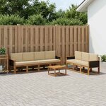 vidaXL Ensemble de canapés d'extérieur avec coussin 7 Pièces Naturel