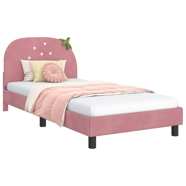 vidaXL Cadre de lit pour enfants avec tête de lit Rose 90 x 190 cm