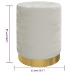 vidaXL Tabouret de rangement rond Gris clair Velours 31 x 37 cm