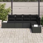vidaXL Ensemble de canapé de jardin 5 Pièces Noir polyrotin