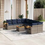 vidaXL Salon de jardin 9 Pièces avec coussins gris résine tressée
