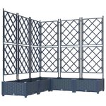 vidaXL Bac à fleurs avec Treillis 5 Pièces Gris 120 x 120 x 125.5 cm PP