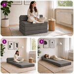 vidaXL Canapé-lit pliable Gris foncé 200 x 70 x 10 cm