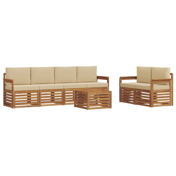 vidaXL Ensemble de canapés d'extérieur 7 pc Naturel et Beige