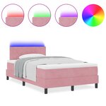 Lit à ressort avec matelas et LED rose 120x190 cm en velours