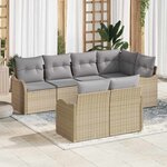 vidaXL Ensemble de canapé de jardin 7 Pièces Beige Poly rotin