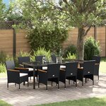 vidaXL Ensemble de salle à manger de jardin 9 pièces Rattan poly noir