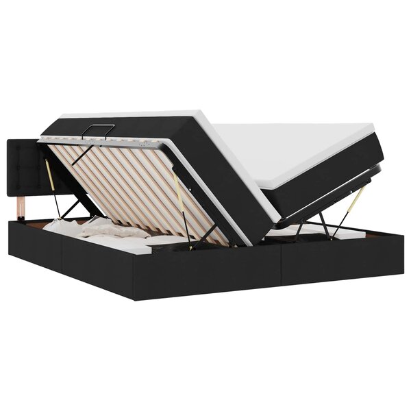 vidaXL Lit de Rangement Noir 200 x 200 cm Cuir synthétique