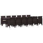 Ensemble de Salle à Manger de Jardin de 13 Pièces avec Coussins en Poly Rattan Marron