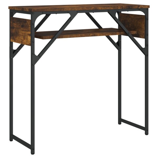 vidaXL Table console avec étagère chêne fumé 75x30x75 cm