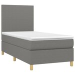 vidaXL Sommier à lattes de lit et matelas Gris foncé 90x190 cm Tissu
