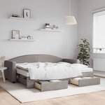 vidaXL Lit de jour avec gigogne et tiroirs taupe 80x200 cm tissu