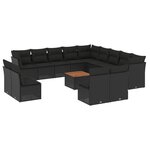 vidaXL Salon de jardin avec coussins 14 Pièces noir résine tressée