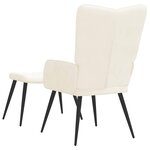 vidaXL Chaise de relaxation avec tabouret Blanc crème Velours